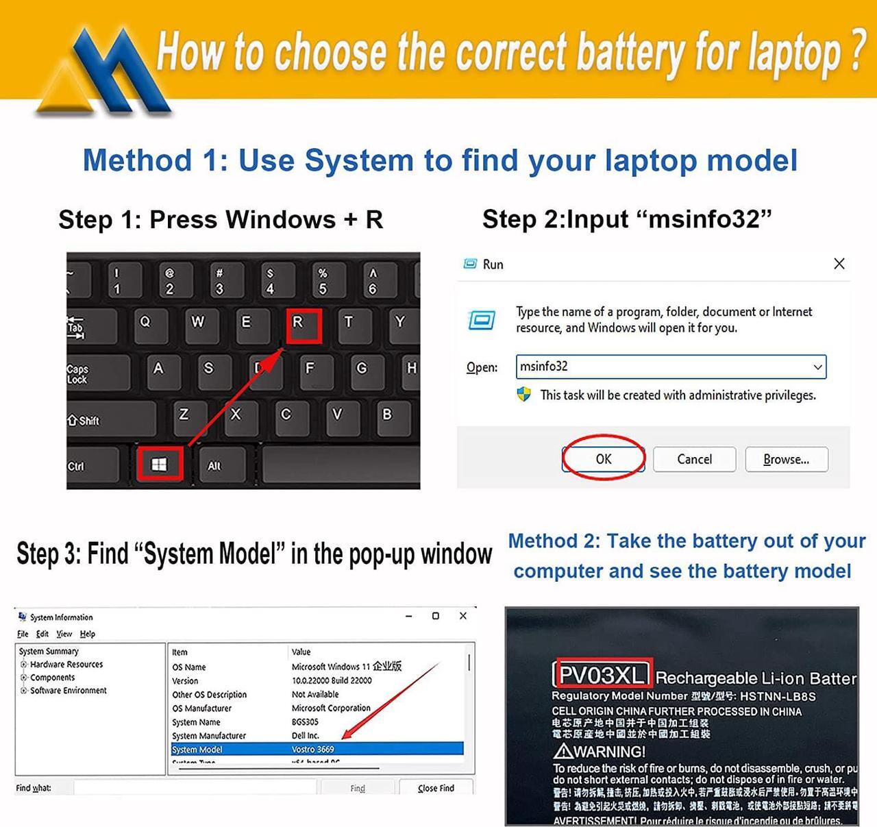 Alt view image 6 of 6 - PV03XL PP03XL Laptop Battery Replacement for HP Pavilion x360 13-BB 13-BB0000 14-DV 14-DW 14-DW000 14M-DW 14-DK 15-EH Series Notebook L83388-421 M01144-005 L83393-005 HSTNN-DB9X M01118-421 11.55V