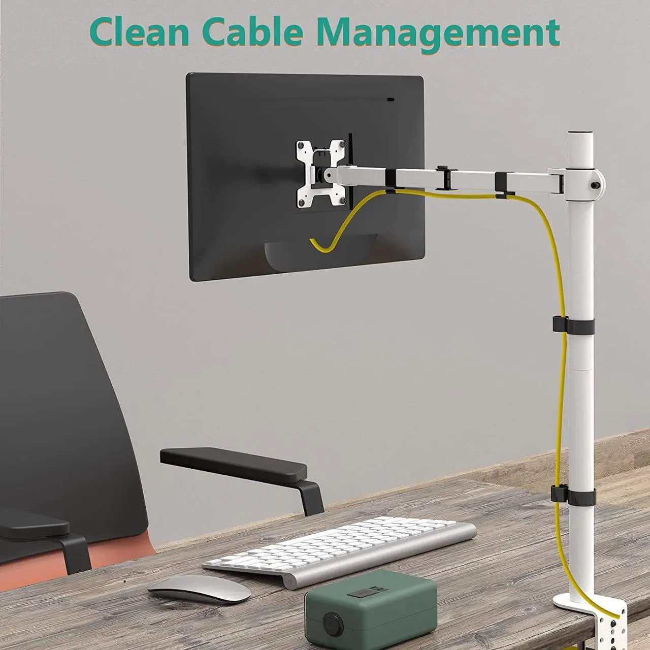 Alt view image 6 of 7 - WALI Tall Monitor Stand Desk Mount, Single Extra Tall Monitor Arm Bracket for Computer Screen up to 32 inch, 22lbs (M001XL-W), White