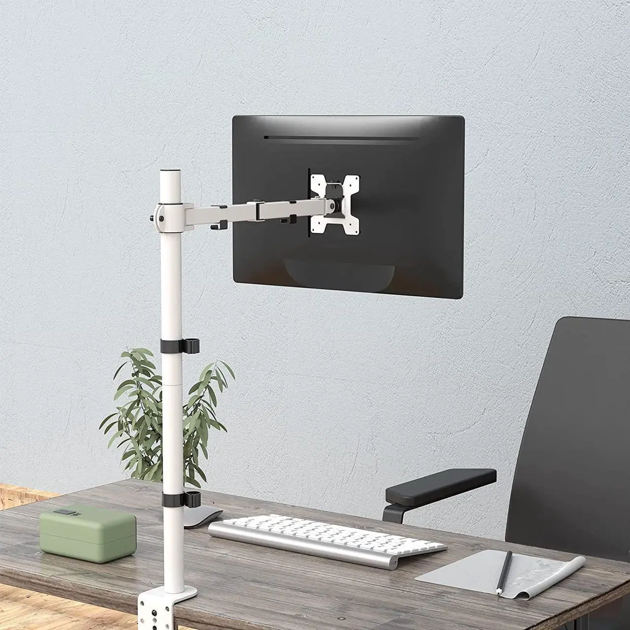 Alt view image 7 of 7 - WALI Tall Monitor Stand Desk Mount, Single Extra Tall Monitor Arm Bracket for Computer Screen up to 32 inch, 22lbs (M001XL-W), White