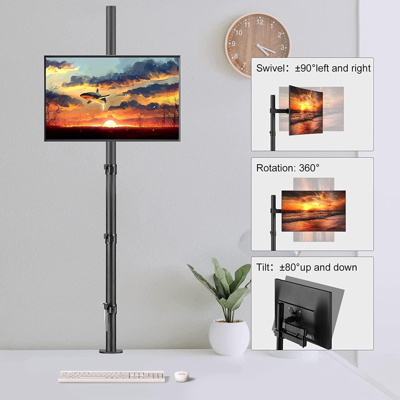 Alt view image 3 of 7 - Bracwiser Single Monitor Mount Tall 47 Pole Fully Adjustable Fits 1 Screen 13-32 inch,Ultra Wide Screen up to 38 inch Computer,up to 22lbs,VESA 75 100 (MD71221)