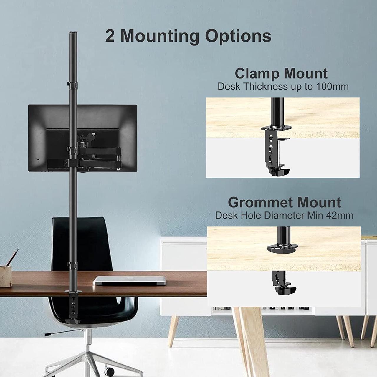 Alt view image 6 of 7 - Bracwiser Single Monitor Mount Tall 47 Pole Fully Adjustable Fits 1 Screen 13-32 inch,Ultra Wide Screen up to 38 inch Computer,up to 22lbs,VESA 75 100 (MD71221)