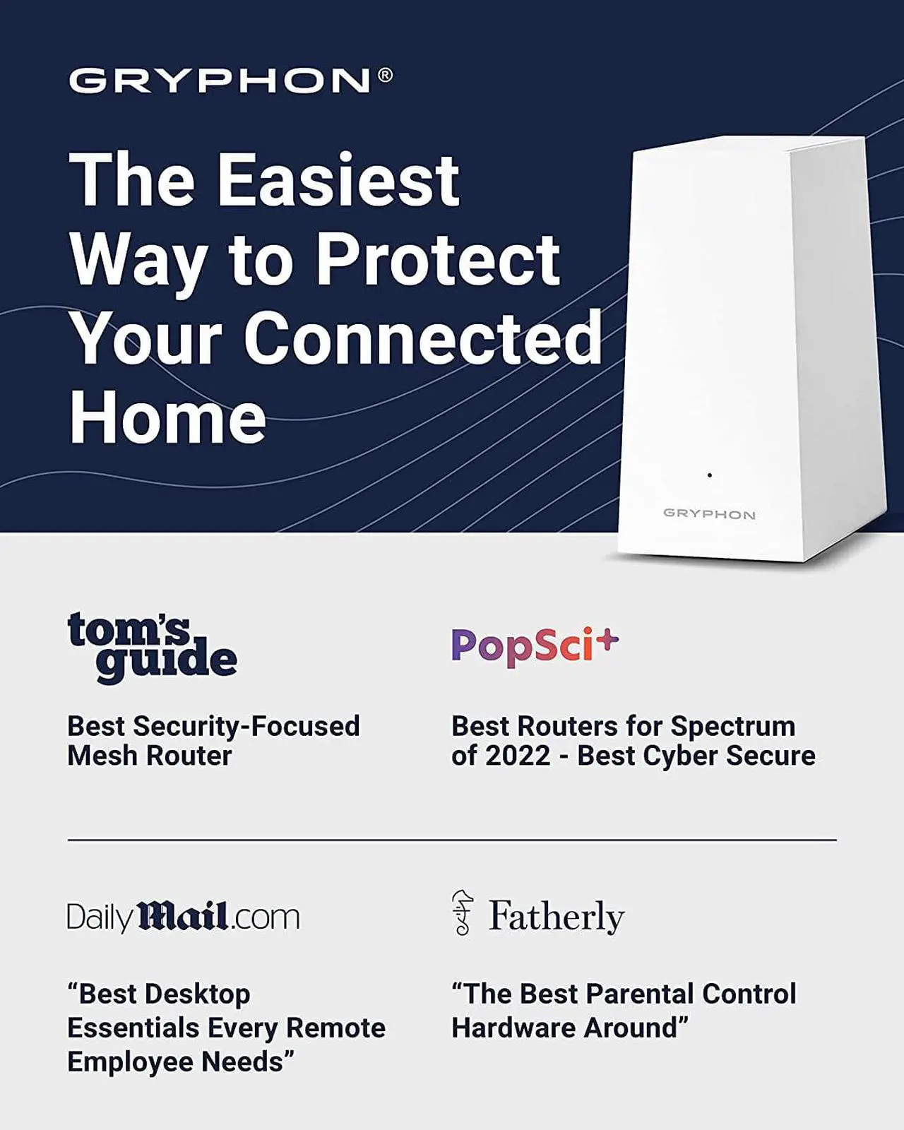Alt view image 7 of 7 - Gryphon AX  Ultra-Fast Mesh WiFi 6 Parental Control Router  Advanced Content Filters and Next-Gen Firewall - 4.3 Gbps Across 3,000 sq. ft. per Router for Multi-Device Households