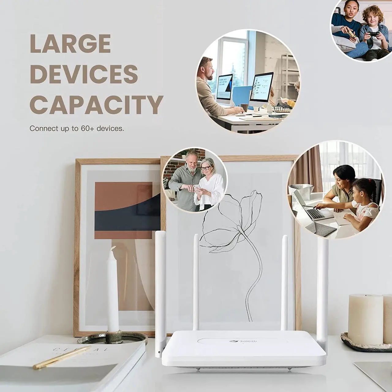 Alt view image 2 of 6 - New 2023 Tongyu AX1800 WiFi 6 Router, Dual Band Gigabit Wireless 5GHz 1.8Gbps Internet Router for Gaming and Streaming and Up to 60 Devices Connected for Home, Office, Business