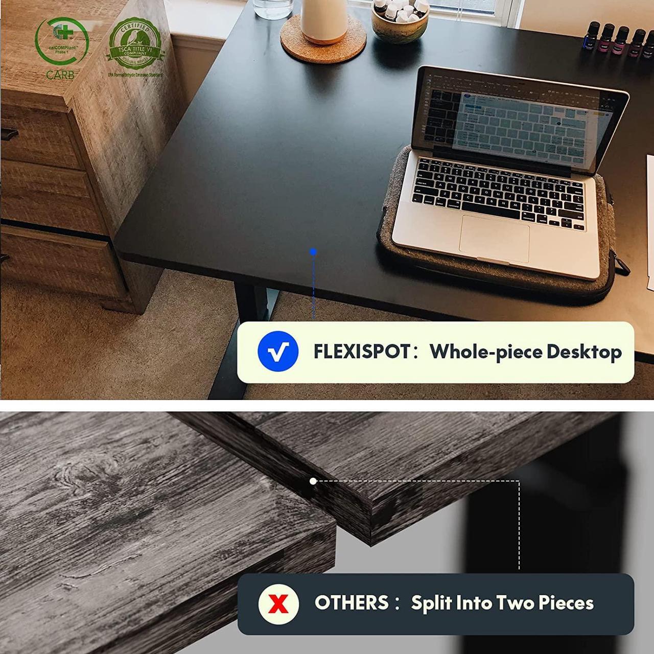 Alt view image 5 of 7 - FLEXISPOT Standing Desk 48 x 24 Inches Whole-Piece Desk Board Electric Stand Up Desk Height Adjustable Desk for Home Office Sit Stand Desk(Black Frame + 48" Black Top)