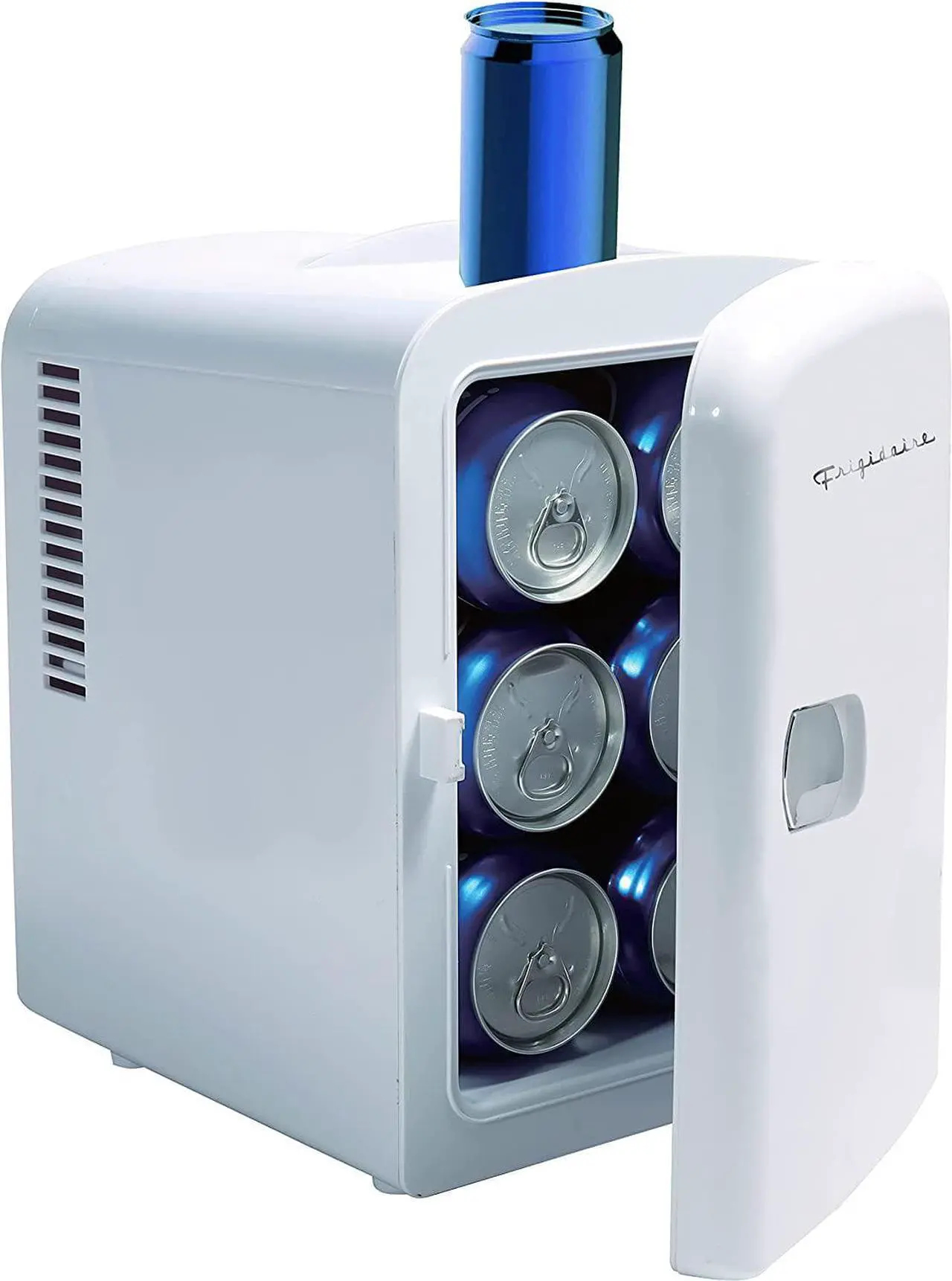 Alt view image 6 of 6 - Frigidaire Mini Portable Compact Personal Fridge Cooler, 4 Liter Capacity Chills Six 12 oz Cans, 100% Freon-Free & Eco Friendly, Includes Plugs for Home Outlet & 12V Car Charger - White