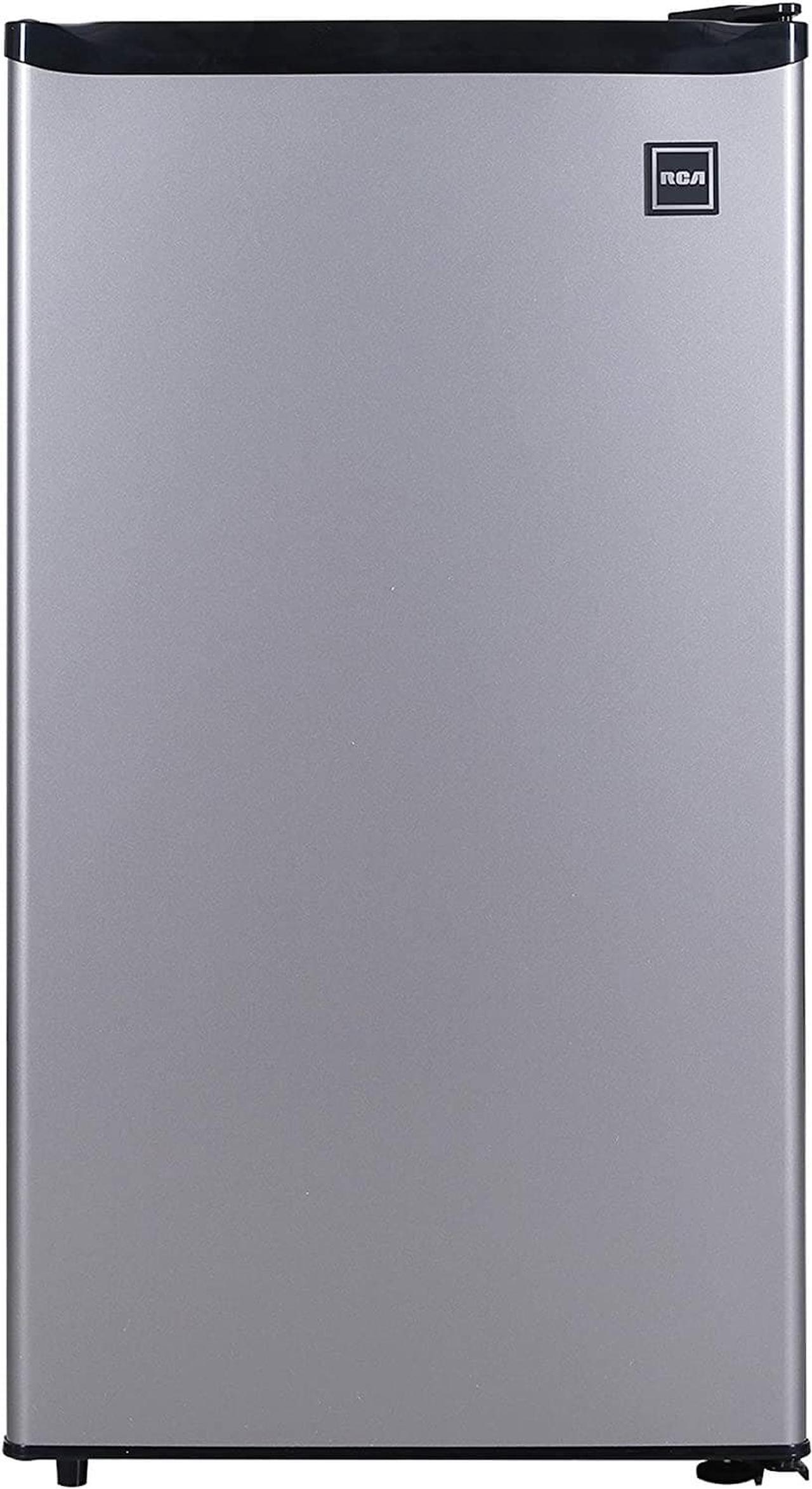 Alt view image 2 of 7 - RCA RFR322 Mini Refrigerator, Compact Freezer Compartment, Adjustable Thermostat Control, Reversible Door, Ideal Fridge for Dorm, Office, Apartment, Platinum Stainless, 3.2 Cubic Feet