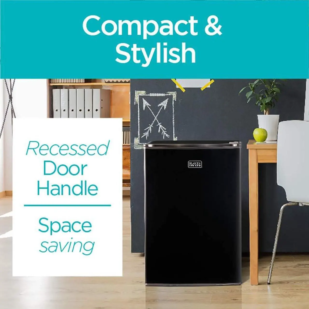 Alt view image 3 of 7 - BLACK+DECKER BCRK25B Compact Refrigerator Energy Star Single Door Mini Fridge with Freezer, 2.5 Cubic Feet, Black