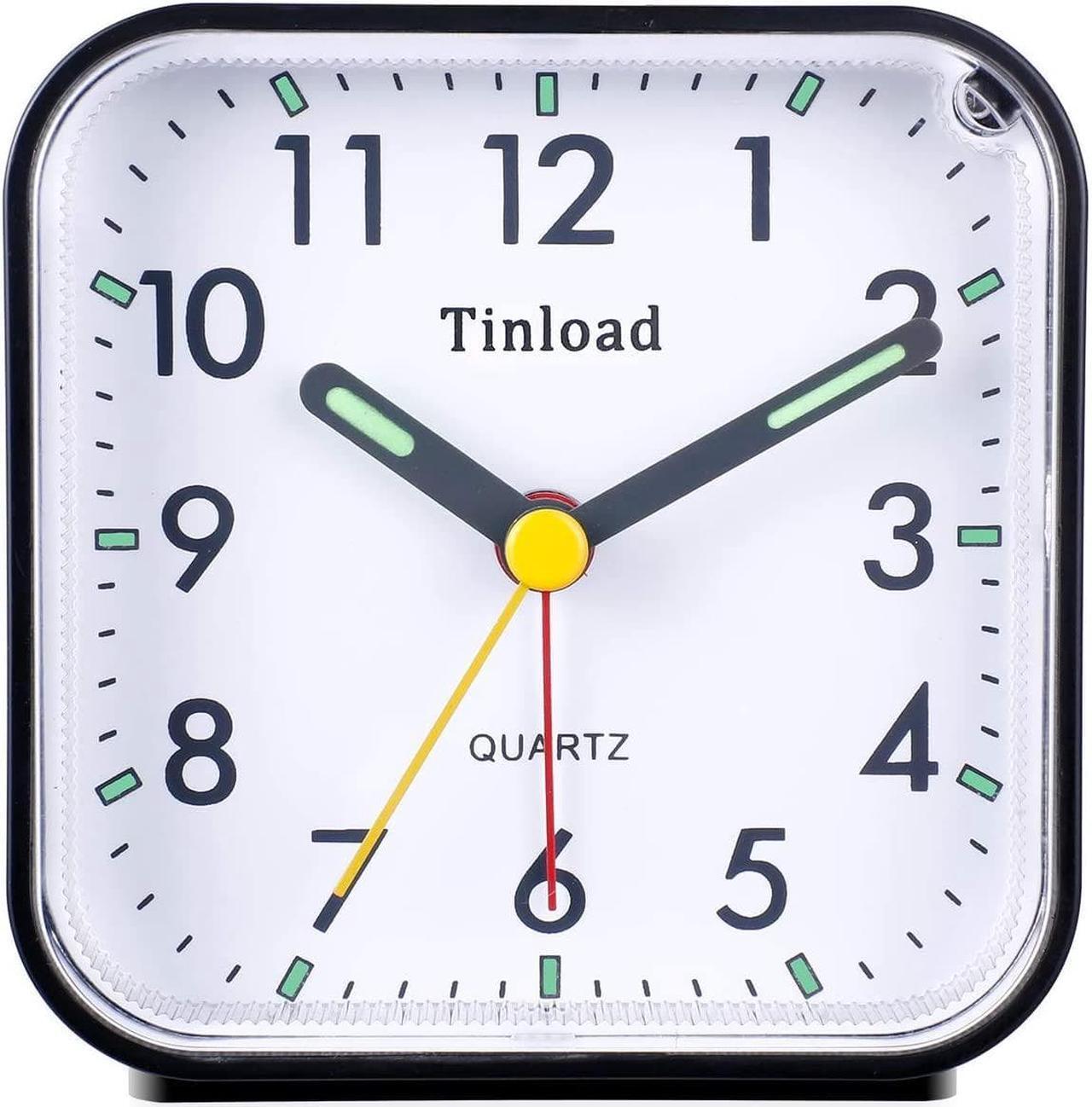 Main image of Small Battery Operated Analog Alarm Clock Silent Non Ticking, Ascending Beep Sounds, Snooze,Light Functions, Easy Set(Black)