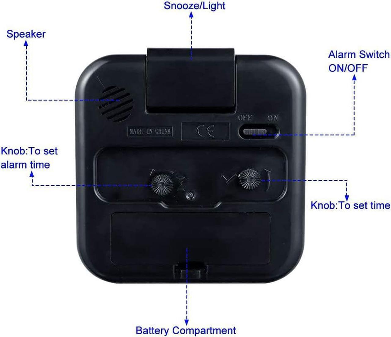 Alt view image 4 of 7 - Small Battery Operated Analog Alarm Clock Silent Non Ticking, Ascending Beep Sounds, Snooze,Light Functions, Easy Set(Black)