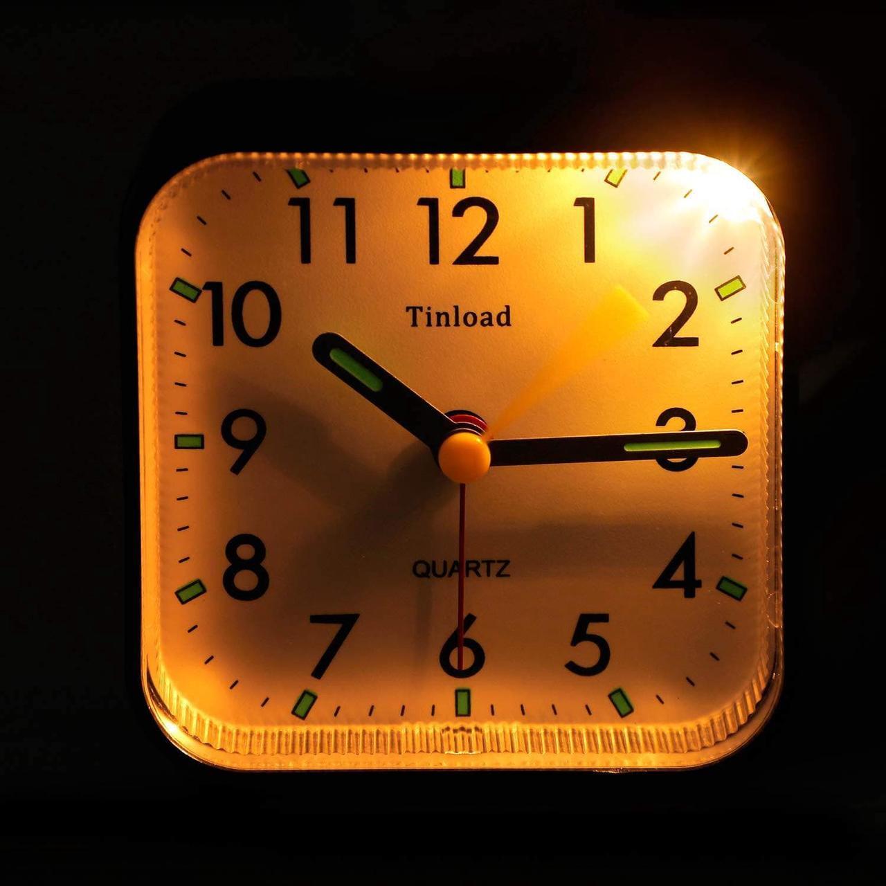 Alt view image 5 of 7 - Small Battery Operated Analog Alarm Clock Silent Non Ticking, Ascending Beep Sounds, Snooze,Light Functions, Easy Set(Black)