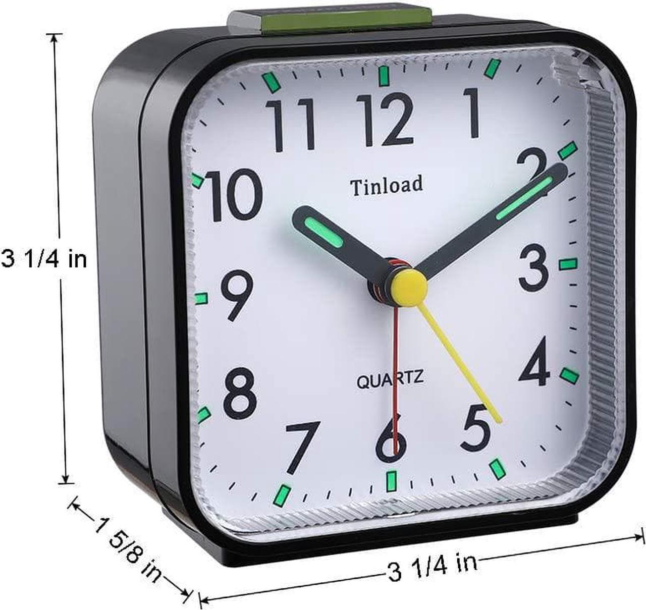 Alt view image 6 of 7 - Small Battery Operated Analog Alarm Clock Silent Non Ticking, Ascending Beep Sounds, Snooze,Light Functions, Easy Set(Black)