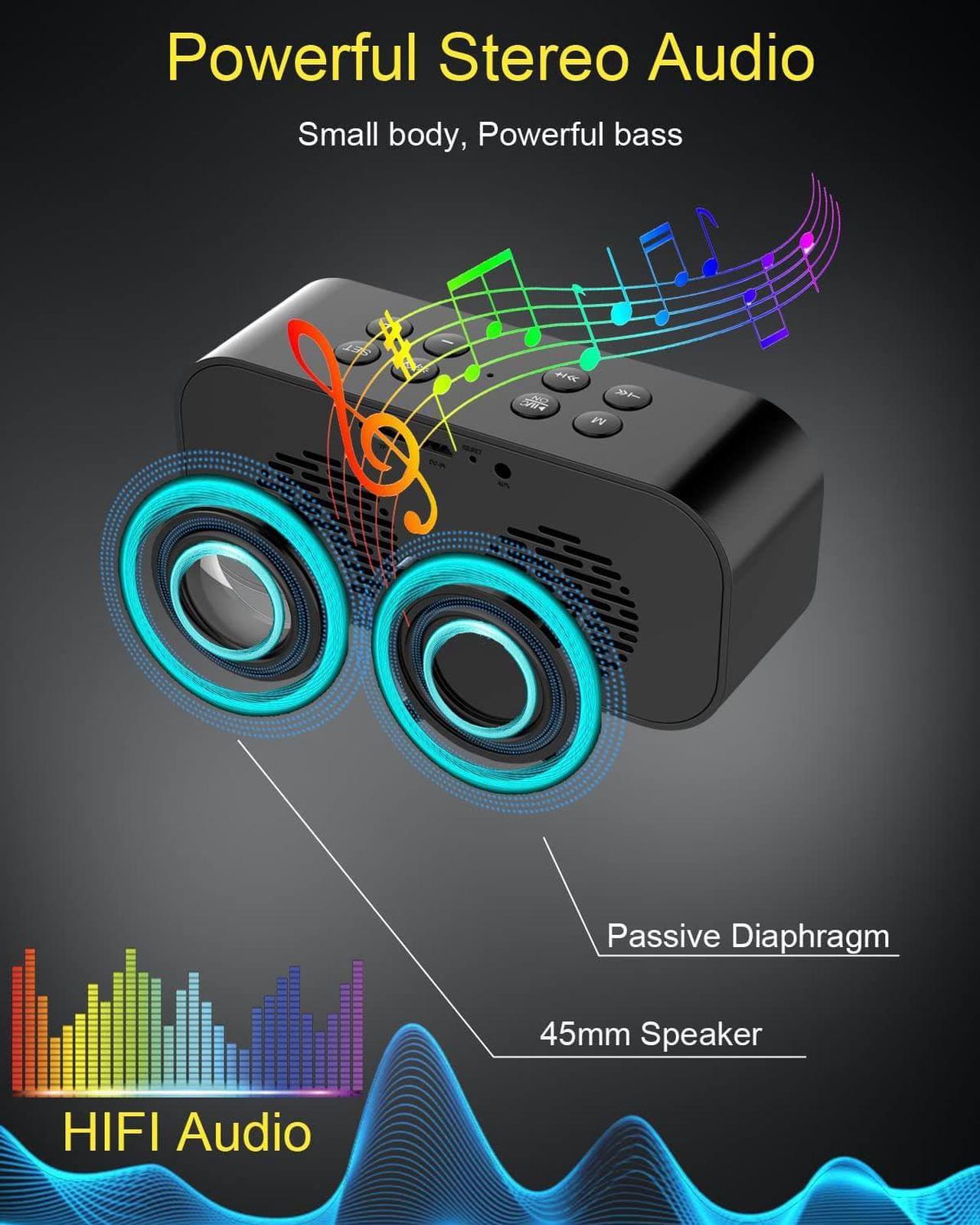 Alt view image 5 of 6 - Alarm Clock for Bedroom/Office,Digital Clock with Bluetooth Speaker,Small Alarm Clock for Heavy Sleepers Adults/Teens with Dual Alarms,Mirror LED Display,Hands-Free Calling.(12H Format)