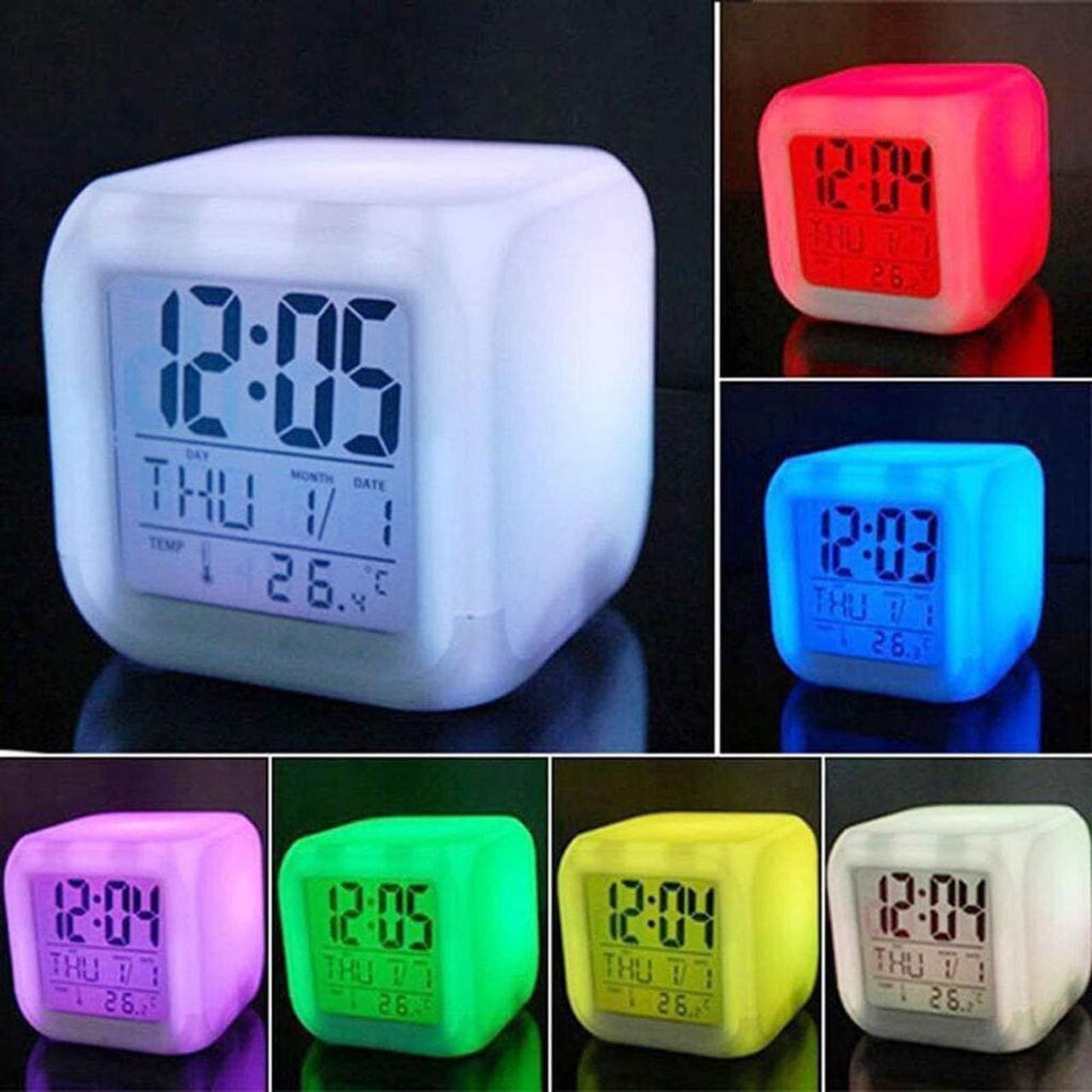 Main image of 3 inch Small Size Mini LED Anime Digital Alarm Clock 7 Colorful Light Bedroom Decorations with Temperature,Date,Stitch Room Decor for Girl