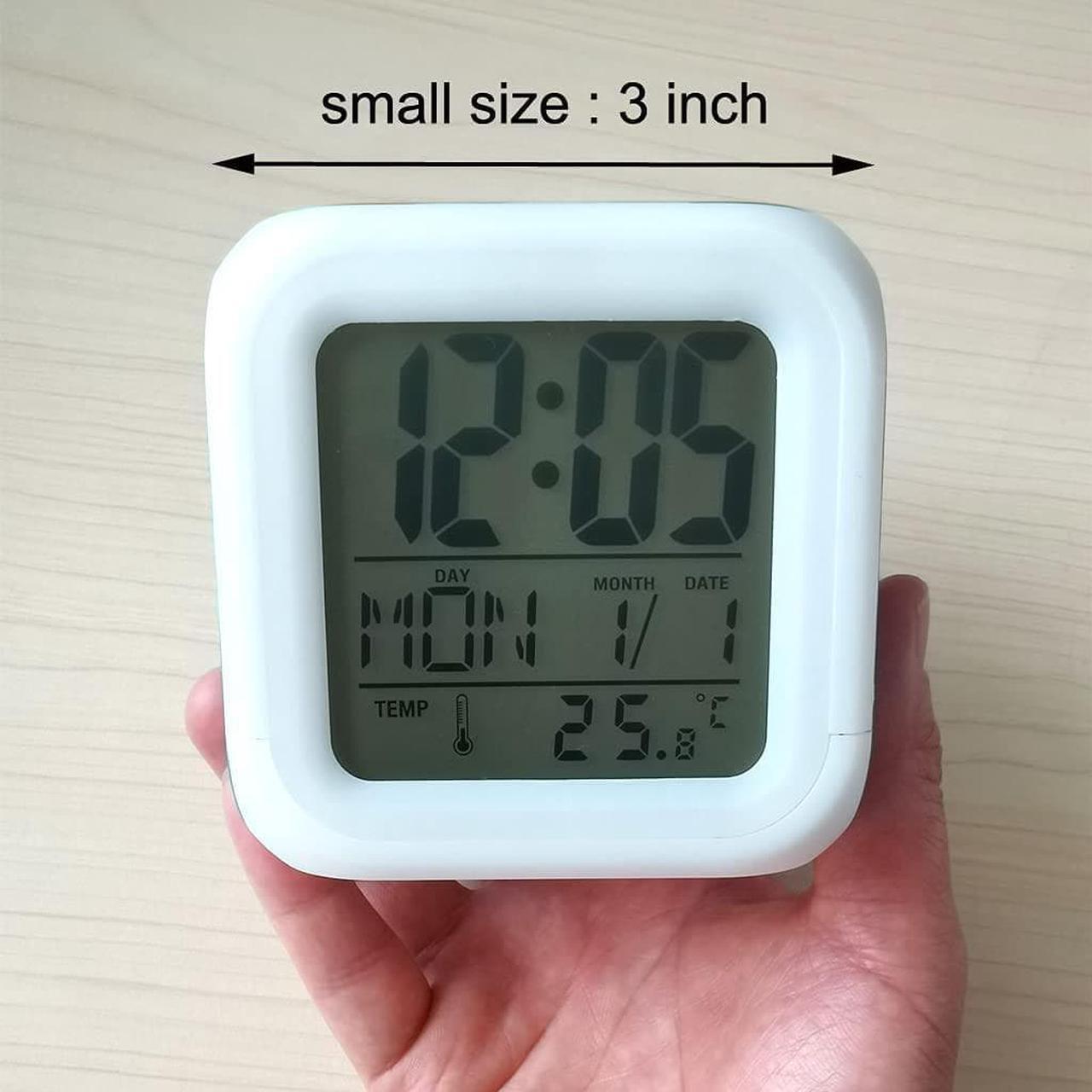 Alt view image 3 of 6 - 3 inch Small Size Mini LED Anime Digital Alarm Clock 7 Colorful Light Bedroom Decorations with Temperature,Date,Stitch Room Decor for Girl