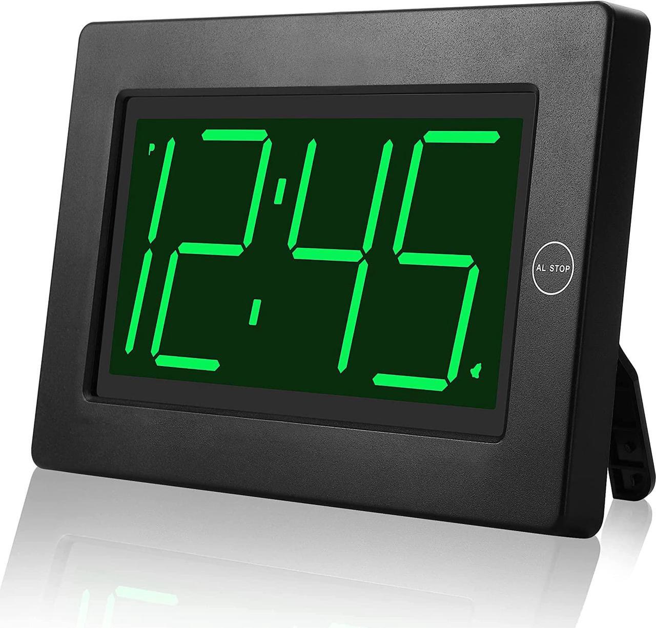 Main image of KWANWA Alarm Clock, Wall Clock, Digital Clock, 3" LED Digit Display, Battery Operated, Adjustable Brightness, Auto Night Mode, Auto Alarm Volume Increasing, Wall-Mount & Table-top