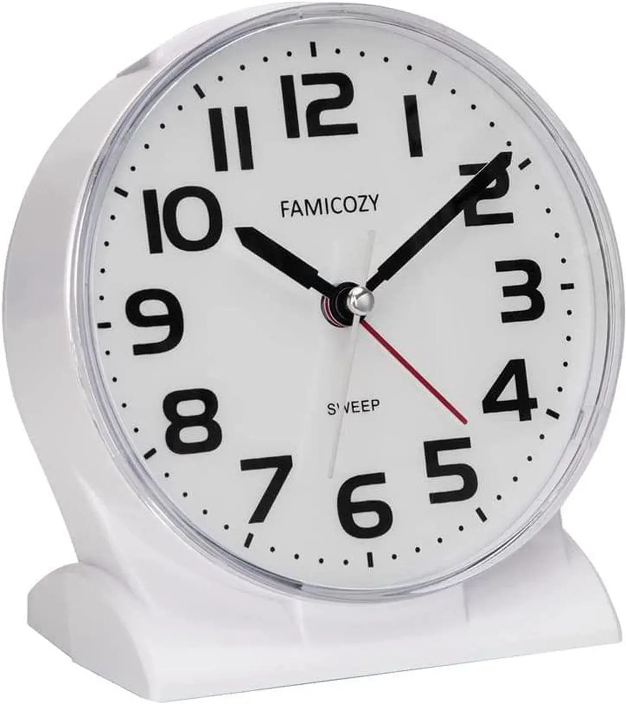 Main image of 4.5" No Ticking Analog Alarm Clock,Silent Readable for Seniors,Easy to Set,Gradual Rise Alarm,Big Numbers,On/Off Switch on Side,Gentle Wake,Snooze Soft Backlight,Battery Operated,White