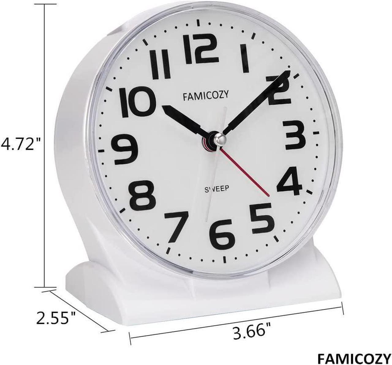 Alt view image 7 of 7 - 4.5" No Ticking Analog Alarm Clock,Silent Readable for Seniors,Easy to Set,Gradual Rise Alarm,Big Numbers,On/Off Switch on Side,Gentle Wake,Snooze Soft Backlight,Battery Operated,White