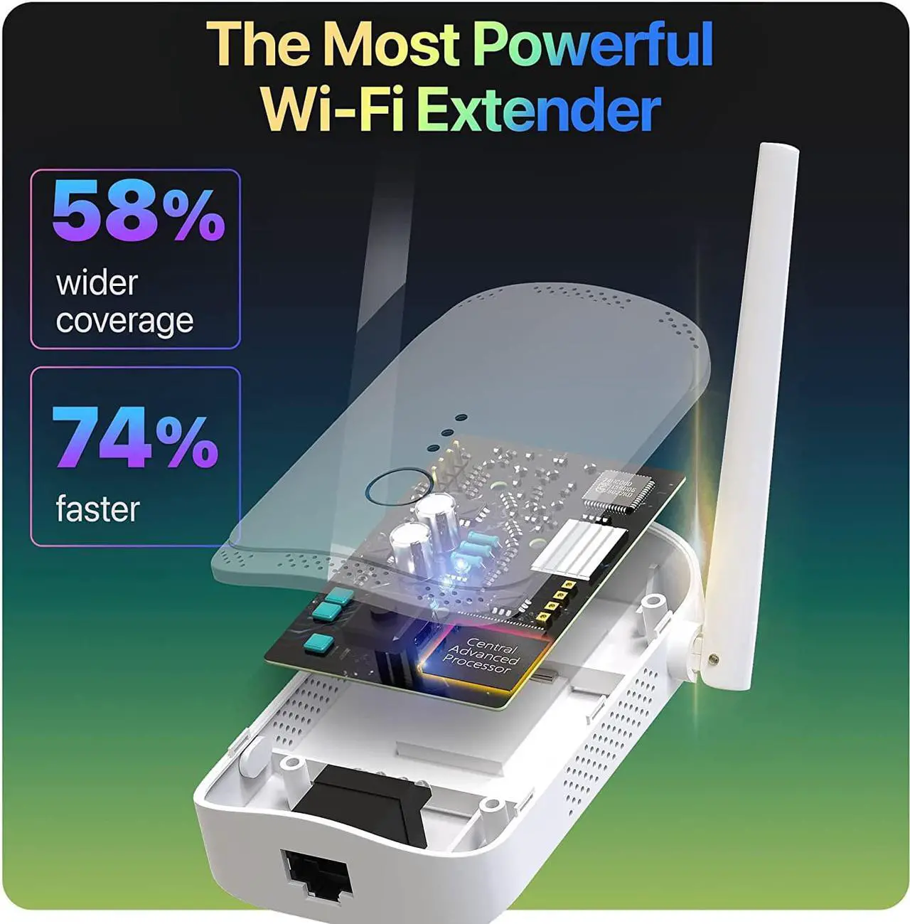 Alt view image 2 of 6 - Fastest WiFi Extender/Booster | Latest Release Up to 74% Faster | Broader Coverage Than Ever WiFi Extenders Signal Booster for Home | Internet Booster WiFi Repeater, w/Ethernet Port, Made for USA