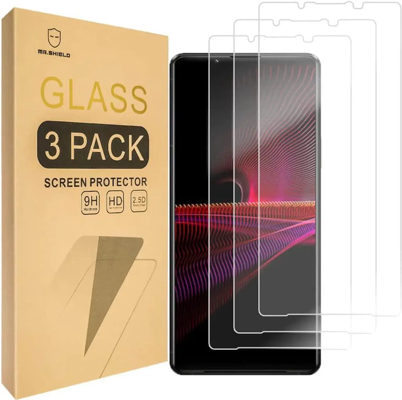 Main image of Mr.Shield [3-Pack] Designed For Sony Xperia 1 III [Tempered Glass] [Japan Glass with 9H Hardness] Screen Protector with Lifetime Replacement
