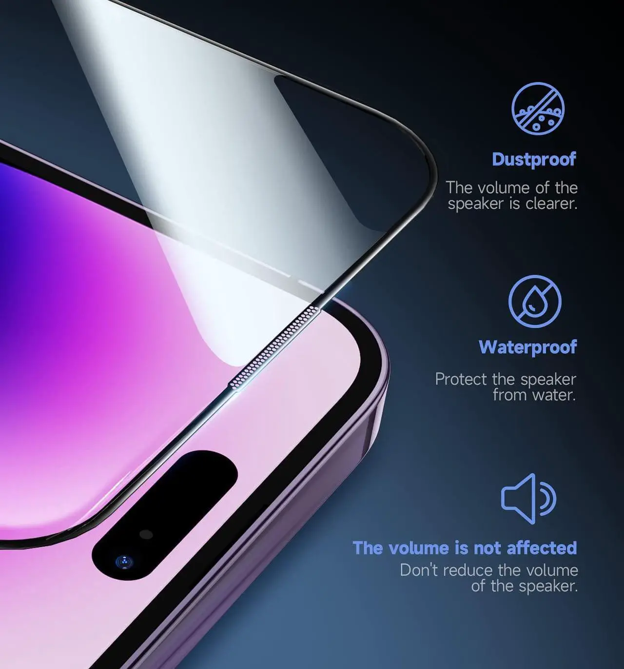 Alt view image 3 of 5 - MAGIC JOHN 2 Pack for iPhone 14 Pro Max 6.7 inch Tempered Glass Screen Protector, Auto Dust-Elimination Installation, Bubble Free, Dynamic Island Compatible, HD Clear, Easy Installation