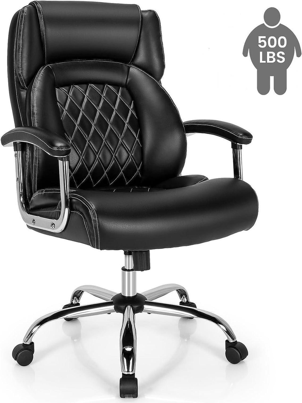 Main image of POWERSTONE Big and Tall Office Chair - 500LBS High Back Executive Desk Chair Adjustable PU Leather Computer Chair Home Office Extra Wide Swivel Task Chair for Heavy People Adults Black