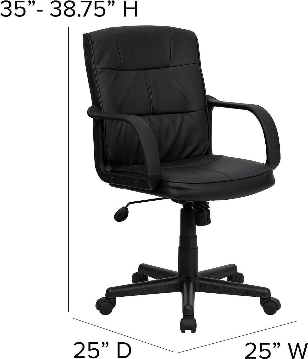 Alt view image 5 of 7 - Flash Furniture Rider Mid-Back Black LeatherSoft Swivel Task Office Chair with Arms