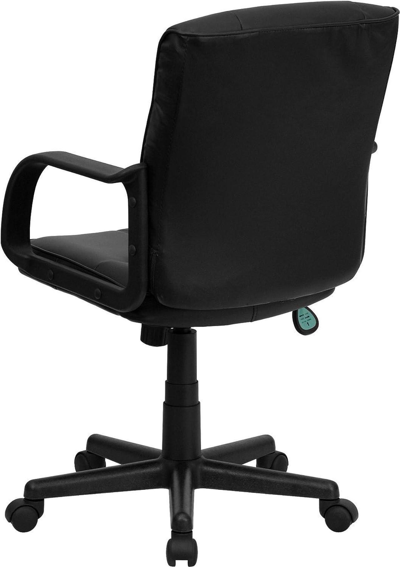 Alt view image 6 of 7 - Flash Furniture Rider Mid-Back Black LeatherSoft Swivel Task Office Chair with Arms