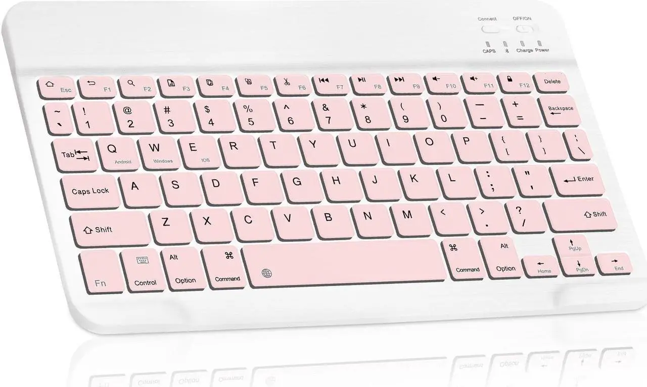 Main image of Ultra-Slim Bluetooth rechargeable Keyboard for Infinix Zero 8i and all Bluetooth Enabled iPads, iPhones, Android Tablets, Smartphones, Windows pc - Flamingo Pink