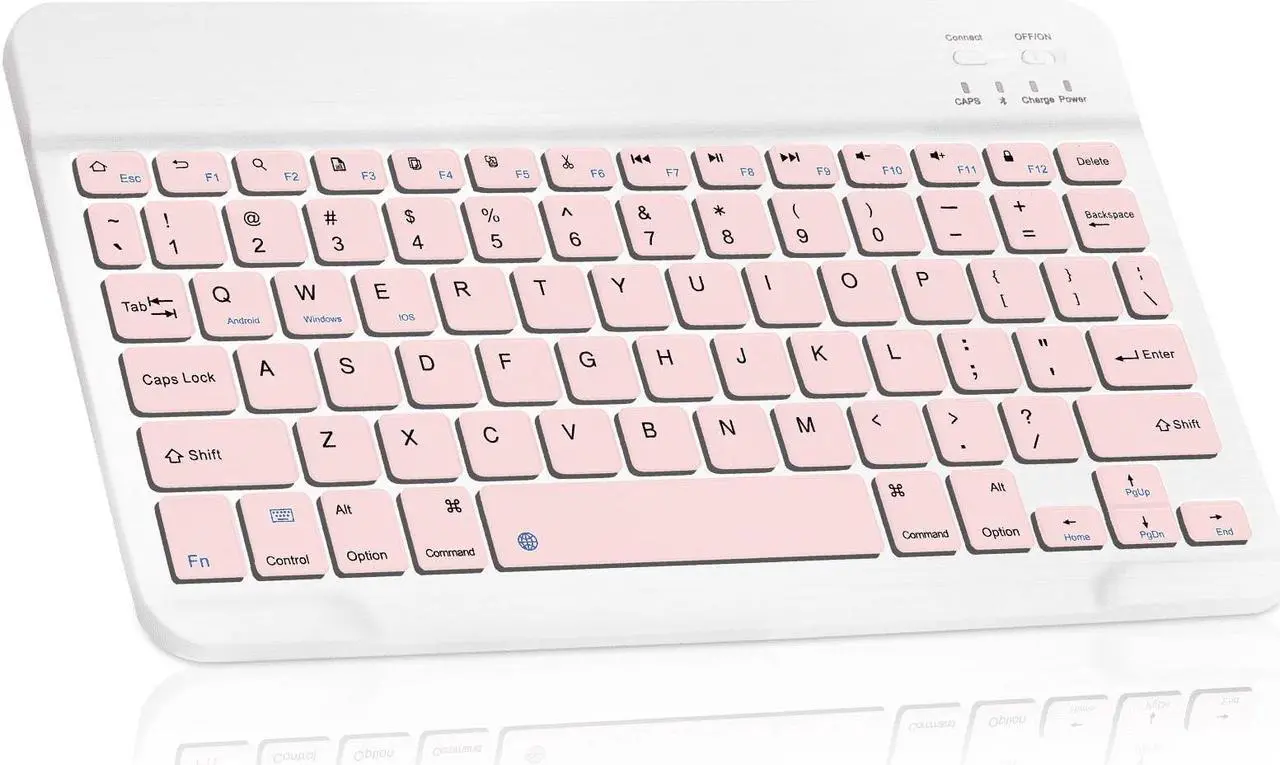 Main image of Ultra-Slim Bluetooth rechargeable Keyboard for Gionee S12 and all Bluetooth Enabled iPads, iPhones, Android Tablets, Smartphones, Windows pc - Flamingo Pink