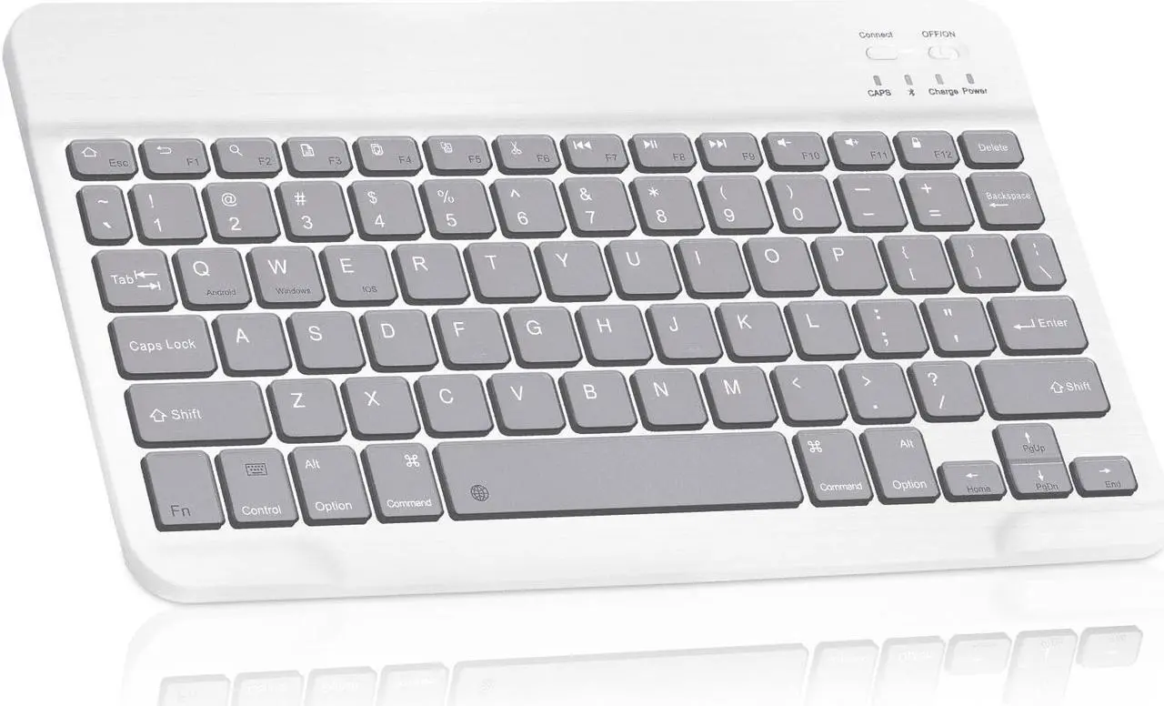 Main image of Ultra-Slim Bluetooth rechargeable Keyboard for Macbook air and all Bluetooth Enabled iPads, iPhones, Android Tablets, Smartphones, Windows pc - Stone Grey