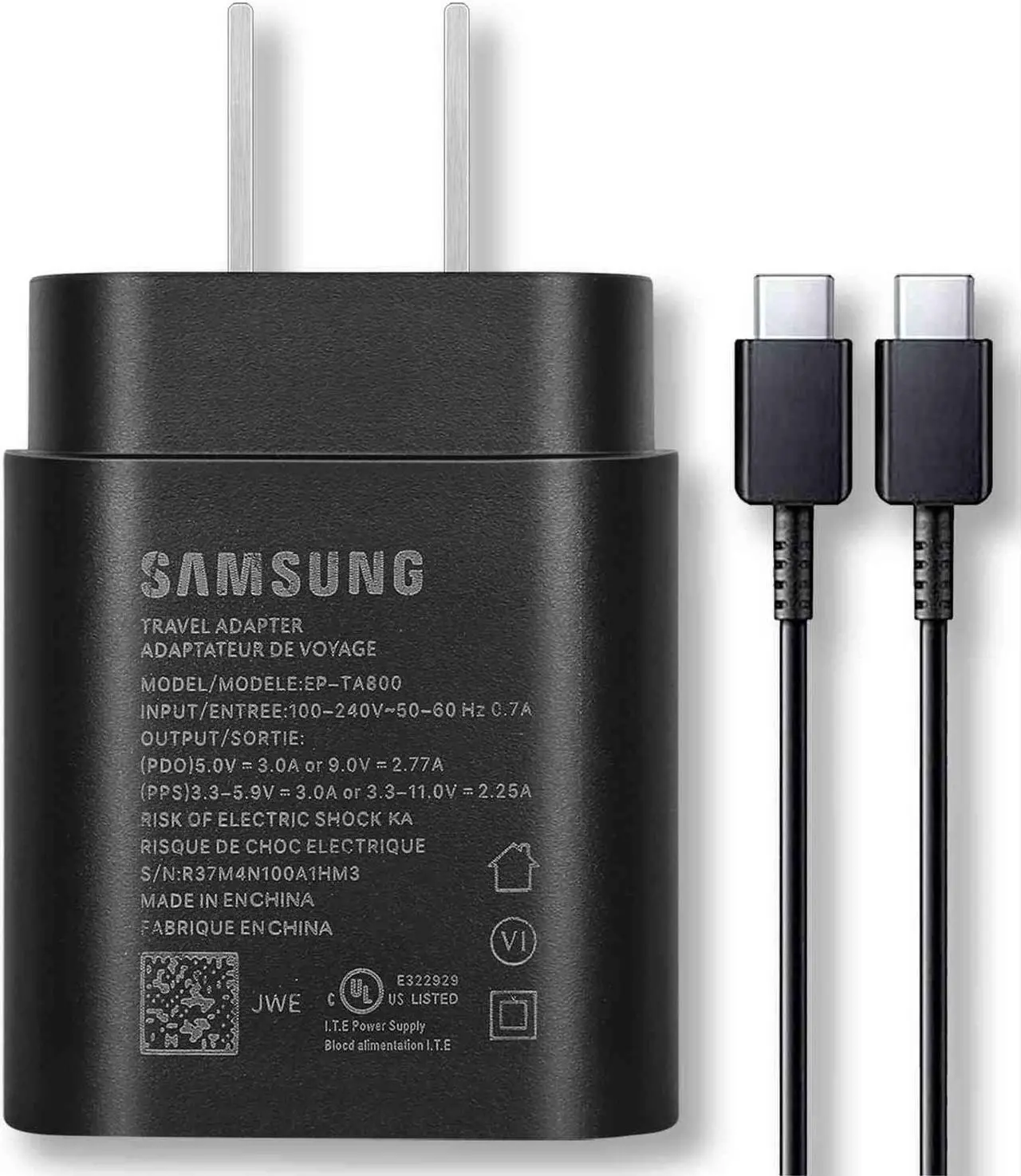 Main image of USB C Charger-25W PD Wall Charger Fast Charging for Xiaomi Black Shark Helo and 4ft Type C to C Cable - BLACK (US Version With Warranty)