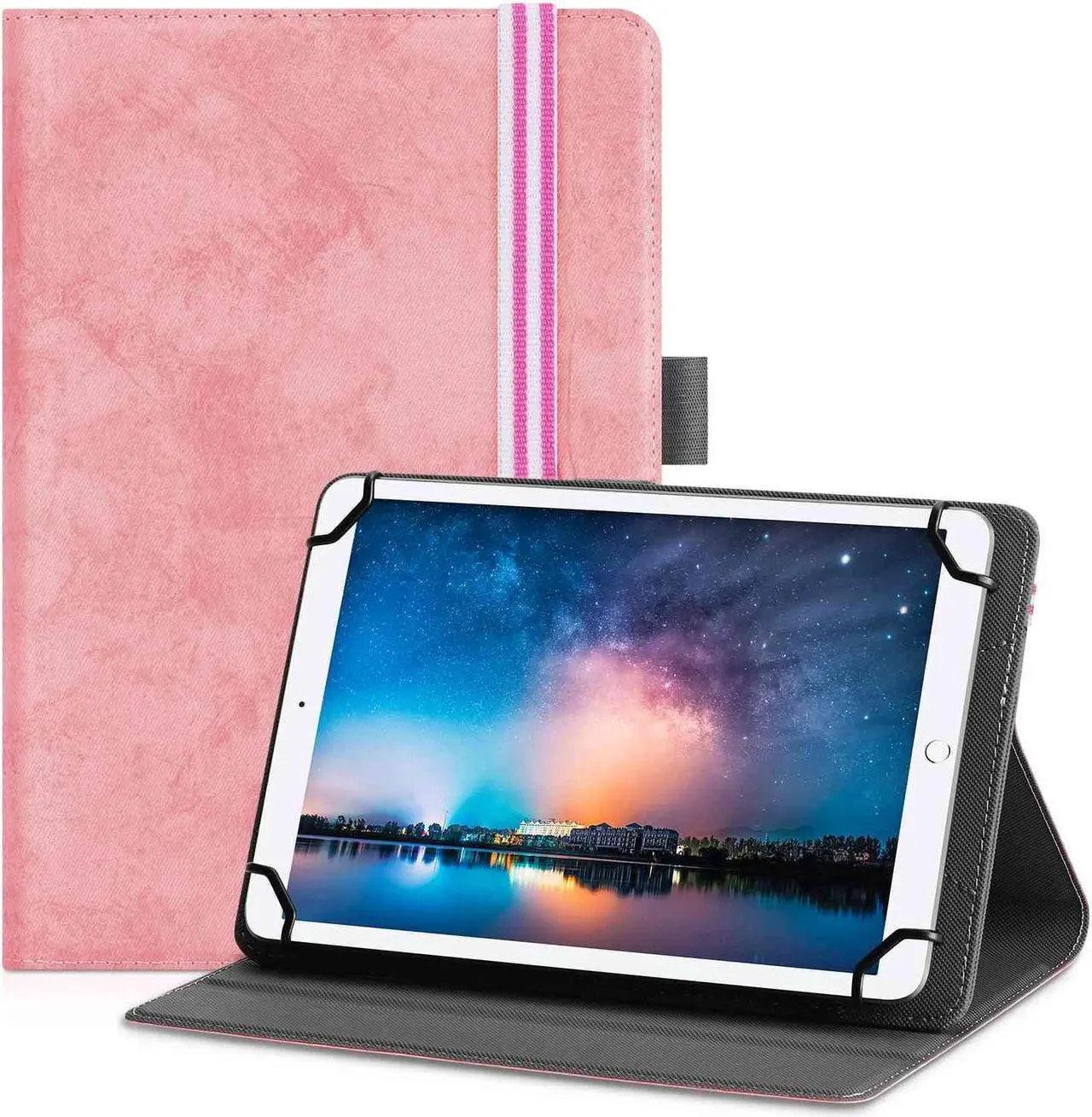 Main image of UrbanX Universal Case for 9-11 inch Tablet,Stand Folio Tablet Case Protective Cover for Amazon Fire HD 10 (2019) Touchscreen Tablet, Adjustable Fixing Band and Multiple Angles-Baby Pink