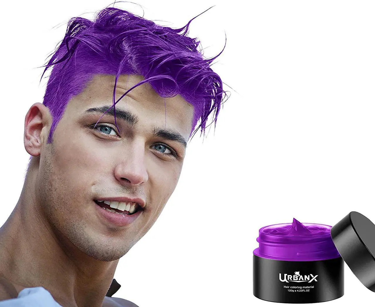 Alt view image 2 of 7 - UrbanX Washable Hair Coloring Wax Material Unisex Color Dye Styling Cream Natural Hairstyle Pomade Temporary Party Cosplay Natural Ingredients (Purple)