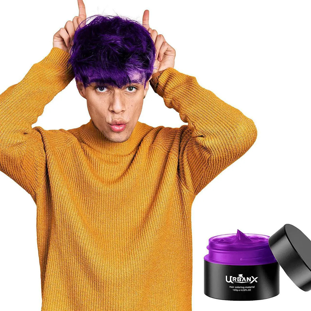 Alt view image 6 of 7 - UrbanX Washable Hair Coloring Wax Material Unisex Color Dye Styling Cream Natural Hairstyle Pomade Temporary Party Cosplay Natural Ingredients (Purple)