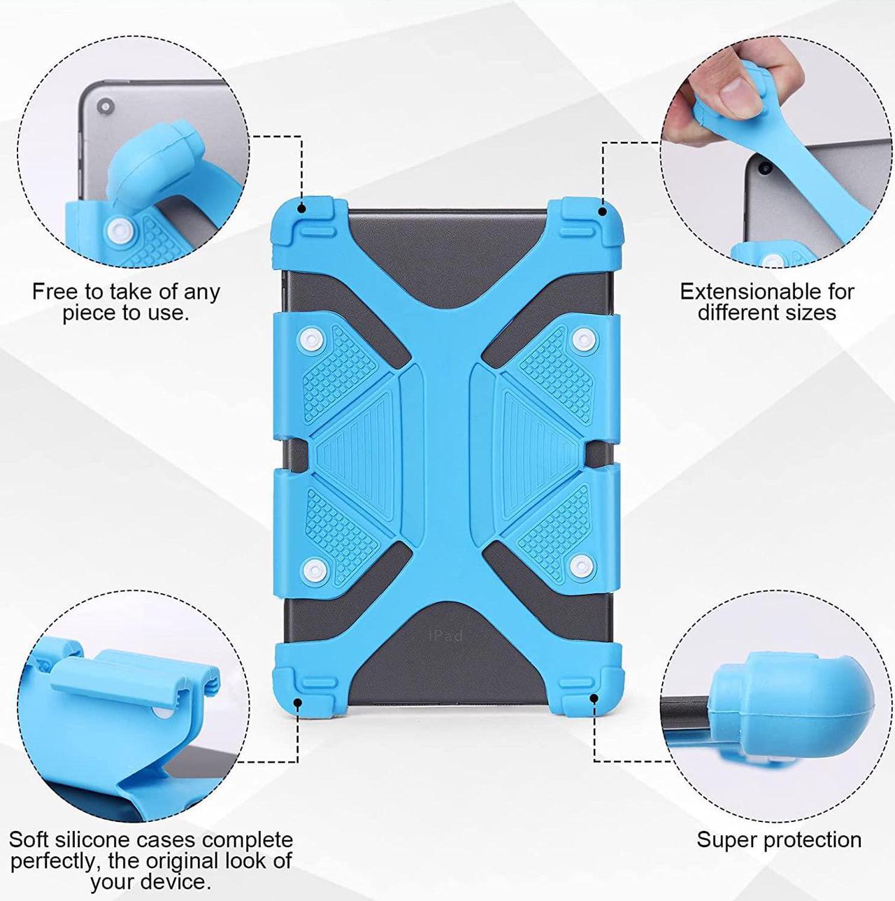 Alt view image 3 of 7 - Universal 8 inch Tablet Case, Silicone Protective Cover 7.9"-8.4" for ZTE Grand X View 2-Blue