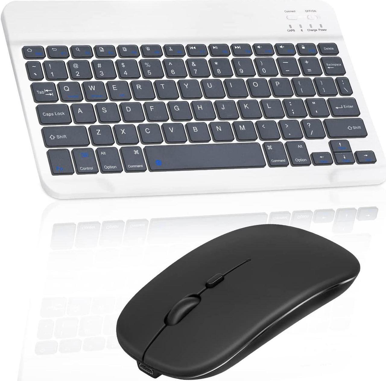 Main image of Rechargeable Bluetooth Keyboard and Mouse Combo Ultra Slim Full-Size Keyboard and Mouse for Amazon Fire HD 10 Plus (2021) and All Bluetooth Enabled Mac/Tablet/iPad/PC - Shadow Grey with Black Mouse