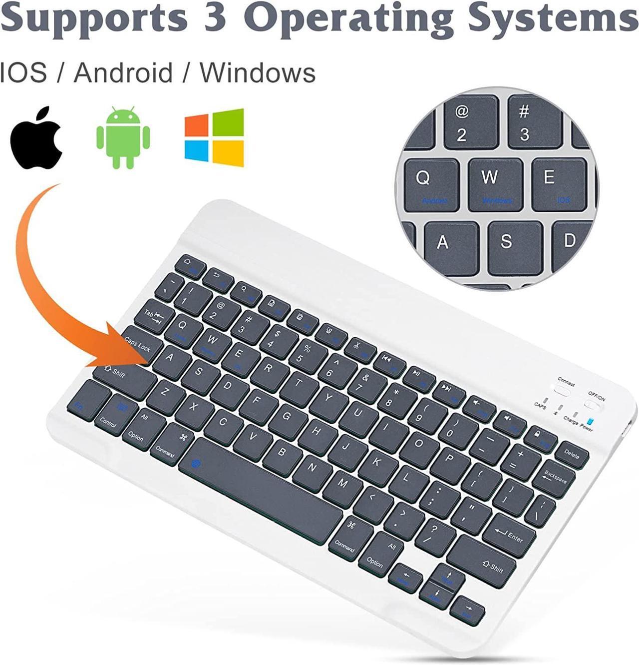 Alt view image 4 of 7 - Rechargeable Bluetooth Keyboard and Mouse Combo Ultra Slim Full-Size Keyboard and Mouse for Amazon Fire HD 10 Plus (2021) and All Bluetooth Enabled Mac/Tablet/iPad/PC - Shadow Grey with Black Mouse