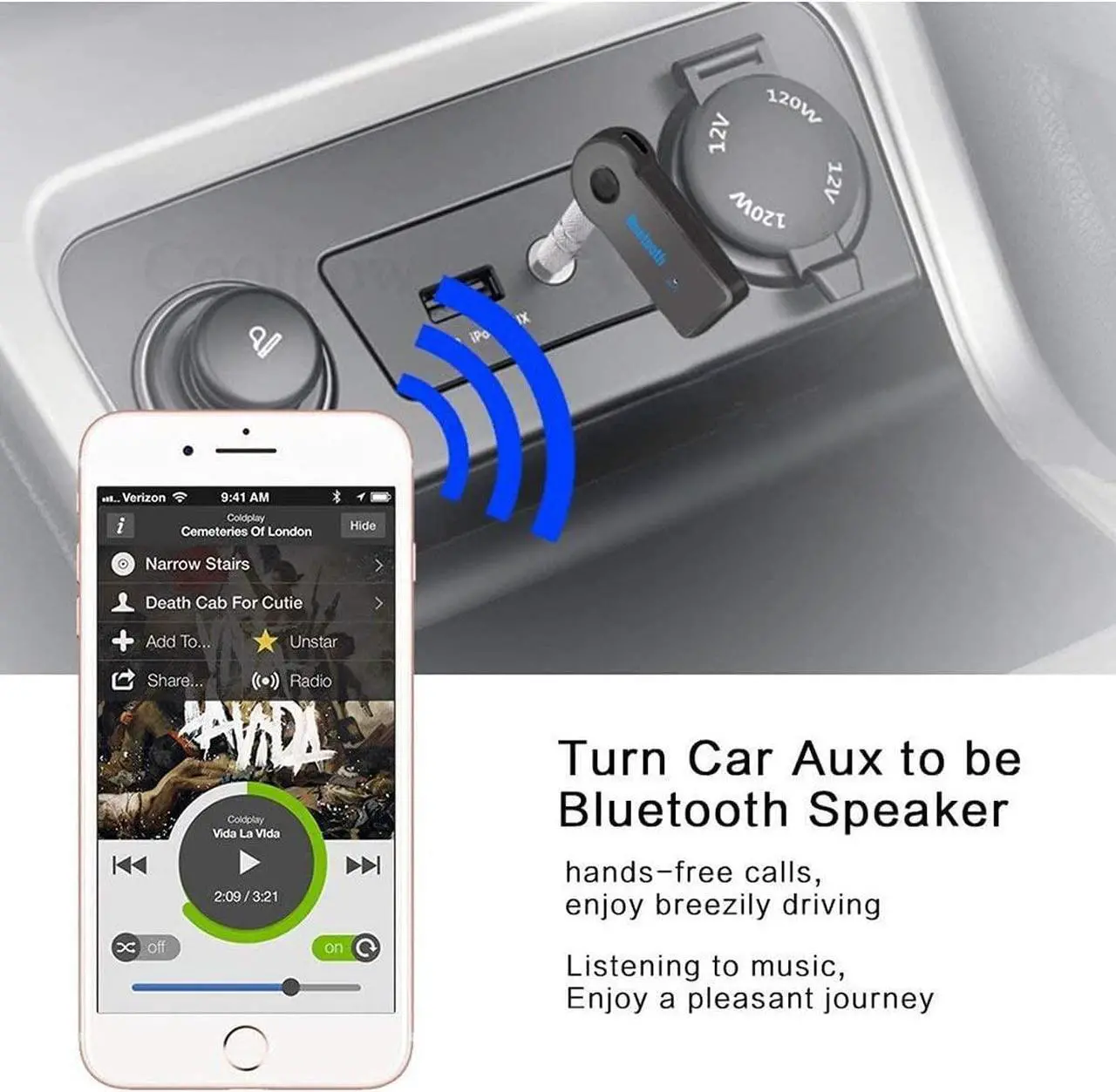 Alt view image 2 of 7 - Mini Bluetooth Receiver for Motorola Moto Z3 Play - Wireless to 3.5mm Jack Hands-Free Car Kit 3.5mm Audio Jack w/ LED Button Indicator for Audio Stereo System Headphone Speaker