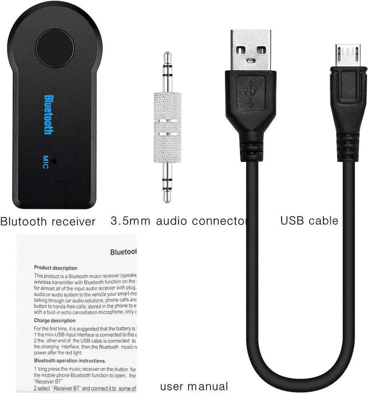Alt view image 6 of 7 - Mini Bluetooth Receiver for Motorola Moto Z3 Play - Wireless to 3.5mm Jack Hands-Free Car Kit 3.5mm Audio Jack w/ LED Button Indicator for Audio Stereo System Headphone Speaker