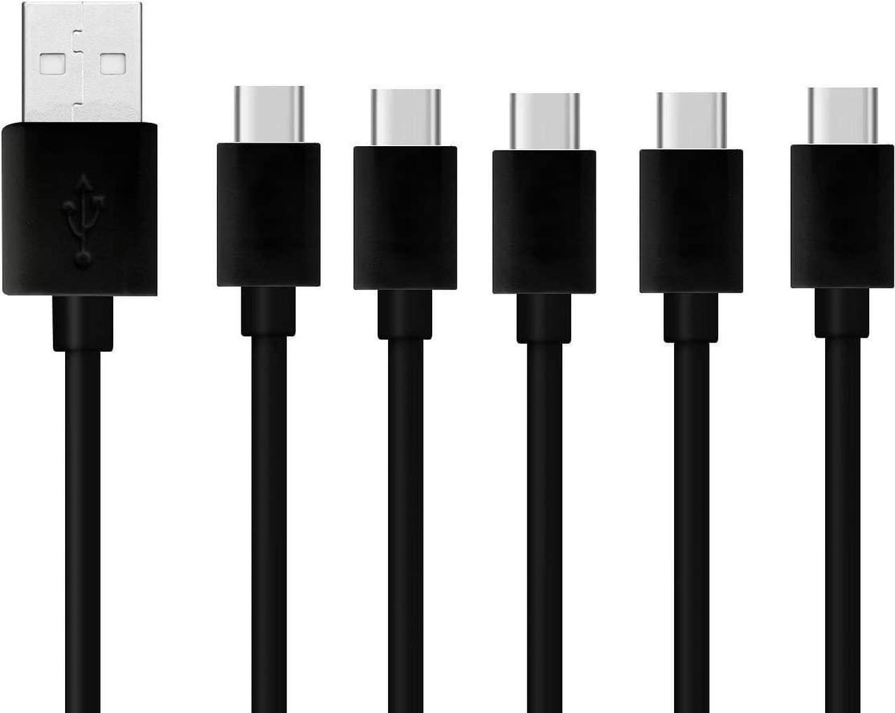 Main image of OEM USB C Cable, 5 Pack 4FT Fast Charging Cable for Nokia 8 V 5G UW - Black (US Version with Warranty)
