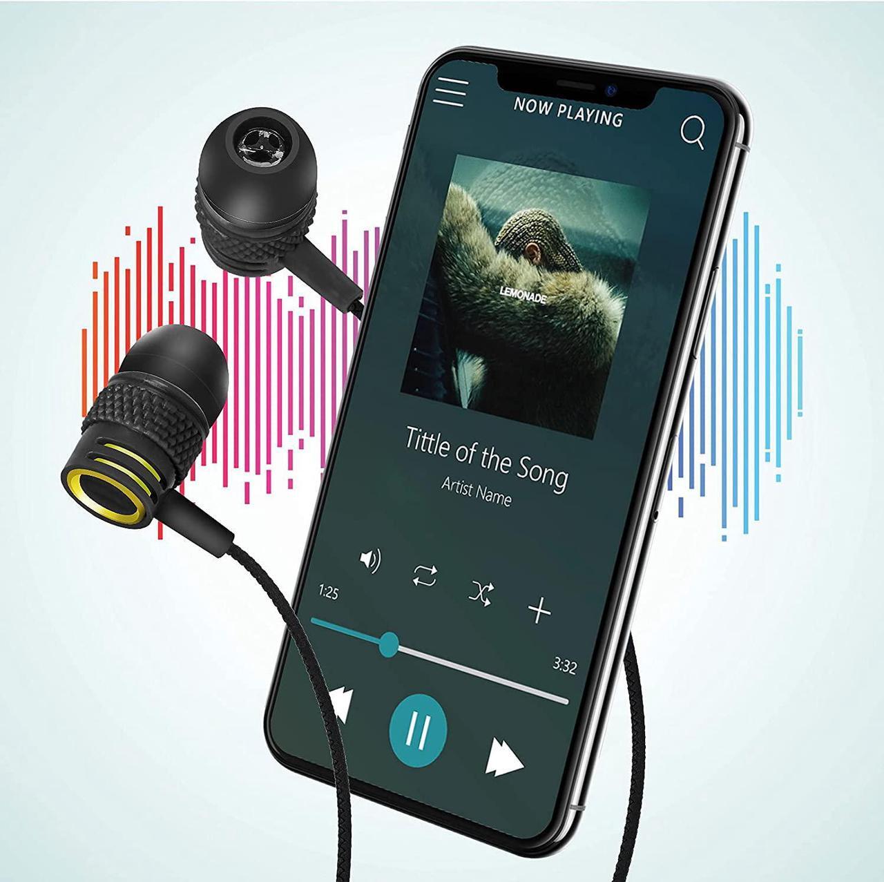 Alt view image 5 of 7 - UrbanX R2 Wired in-Ear Headphones with Mic for Motorola Moto G Power (2021) with Tangle-Free Cord, Noise Isolating Earphones, Deep Bass, in-Ear Bud Silicone Tips - White Black