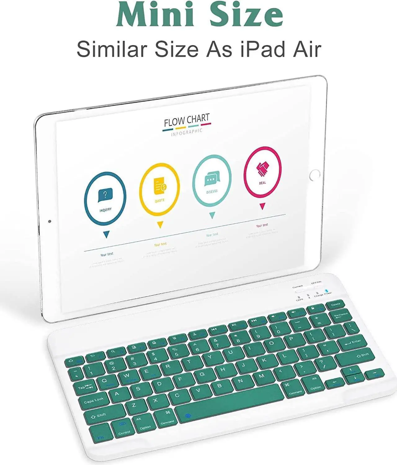 Alt view image 2 of 5 - Ultra-Slim Bluetooth Rechargeable Keyboard for Xiaomi Pad 5 Pro and All Bluetooth Enabled iPads, iPhones, Android Tablets, Smartphones, Windows pc - Jade Green
