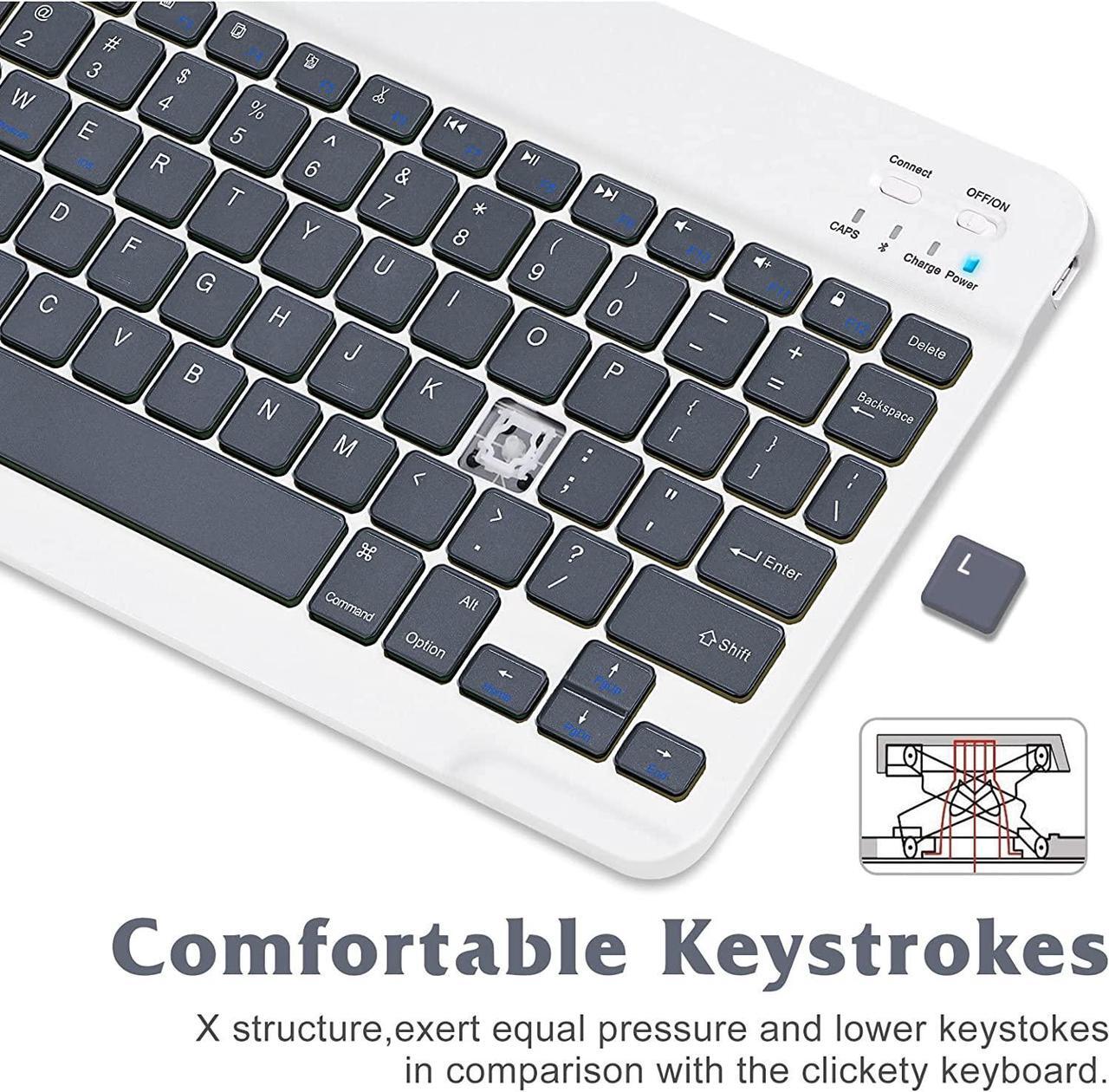 Alt view image 4 of 5 - Ultra-Slim Bluetooth Rechargeable Keyboard for Samsung Smart TV and All Bluetooth Enabled iPads, iPhones, Android Tablets, Smartphones, Windows pc - Grey