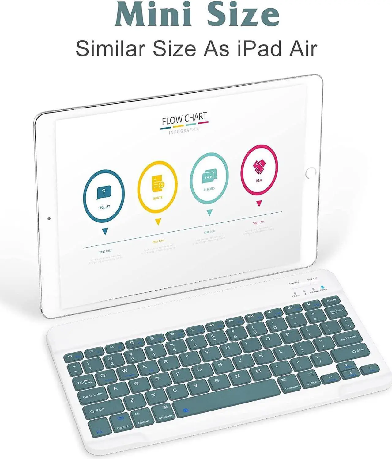 Alt view image 2 of 5 - Ultra-Slim Bluetooth Rechargeable Keyboard for Samsung Smart TV and All Bluetooth Enabled iPads, iPhones, Android Tablets, Smartphones, Windows pc -  Pine Green