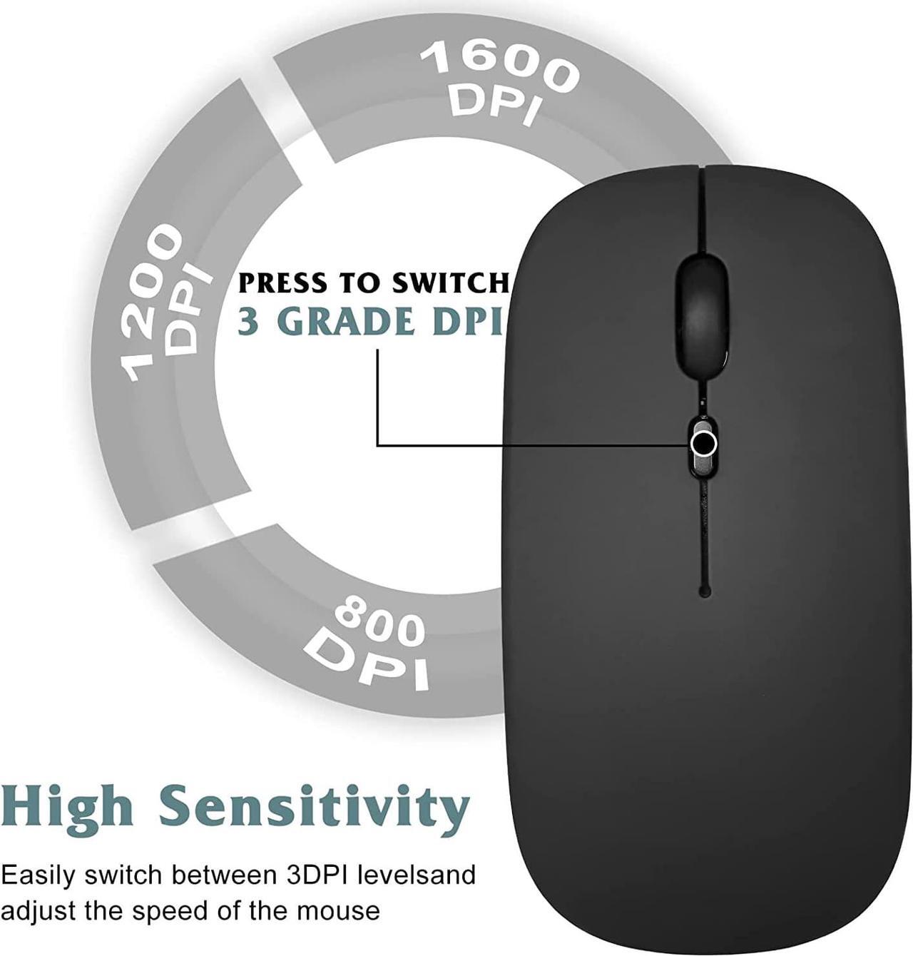 Alt view image 4 of 4 - 2.4GHz & Bluetooth Mouse, Rechargeable Wireless Mouse for Xiaomi Redmi K50 Gaming Bluetooth Wireless Mouse for Laptop / PC / Mac / iPad pro / Computer / Tablet / Android - Black