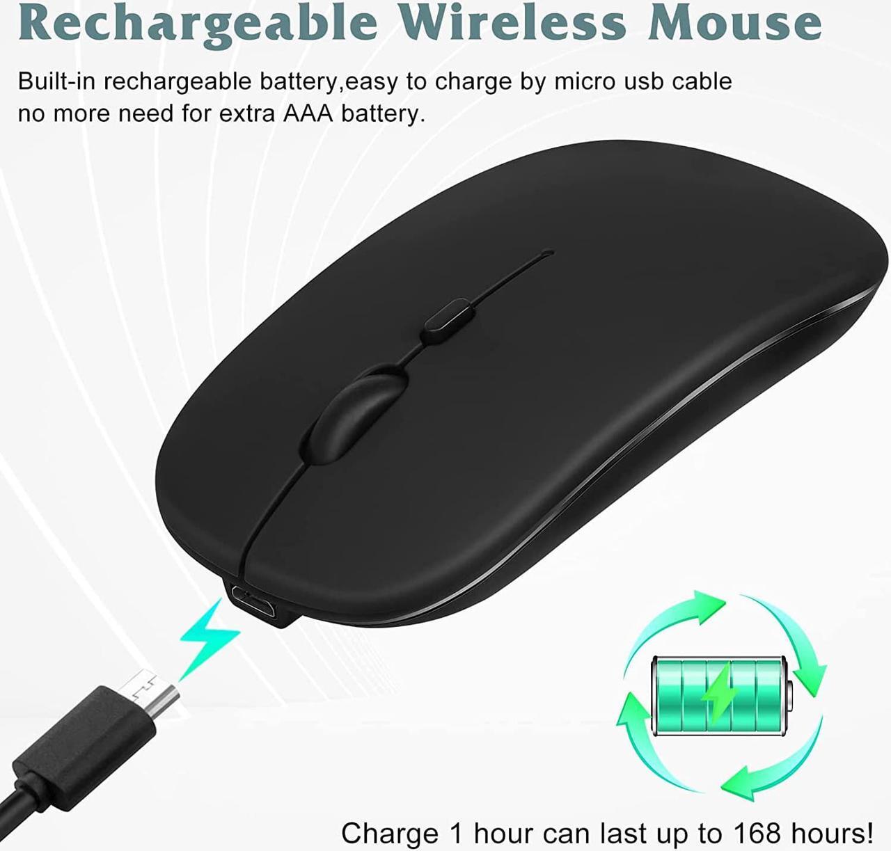 Alt view image 3 of 4 - 2.4GHz & Bluetooth Mouse, Rechargeable Wireless Mouse for Xiaomi Redmi K50 Gaming Bluetooth Wireless Mouse for Laptop / PC / Mac / iPad pro / Computer / Tablet / Android - Black