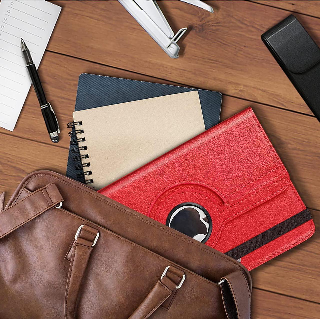 Alt view image 6 of 7 - UrbanX 7"-8" Inch Universal Tablet Case, Protective Cover Stand Folio Case for TCL 10 TabMid 7 8 Inch, with 360 Degree Rotatable Kickstand, Multiple Viewing Angles and Stylus Holder - Red