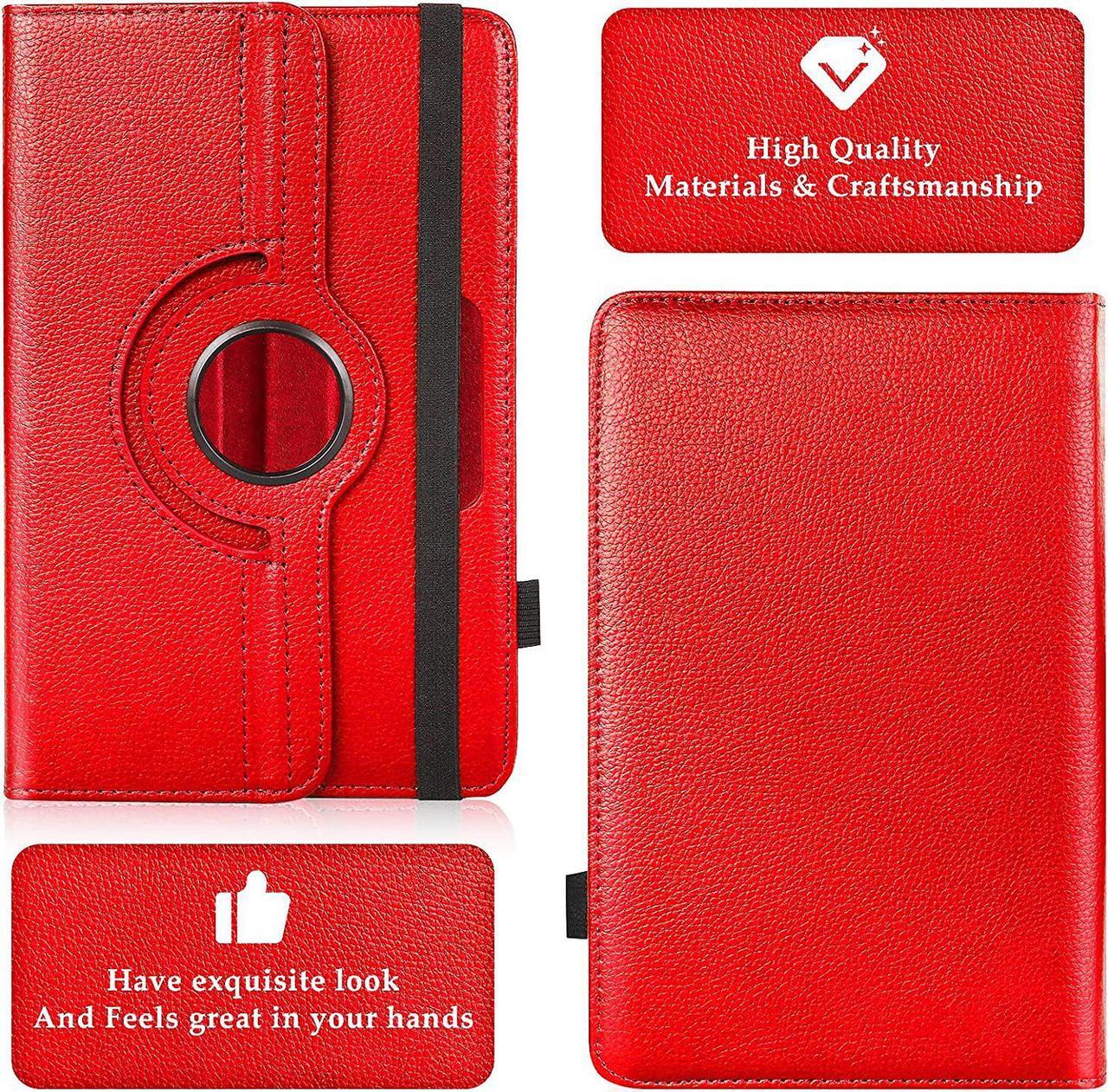 Alt view image 2 of 7 - UrbanX 7"-8" Inch Universal Tablet Case, Protective Cover Stand Folio Case for TCL 10 TabMid 7 8 Inch, with 360 Degree Rotatable Kickstand, Multiple Viewing Angles and Stylus Holder - Red
