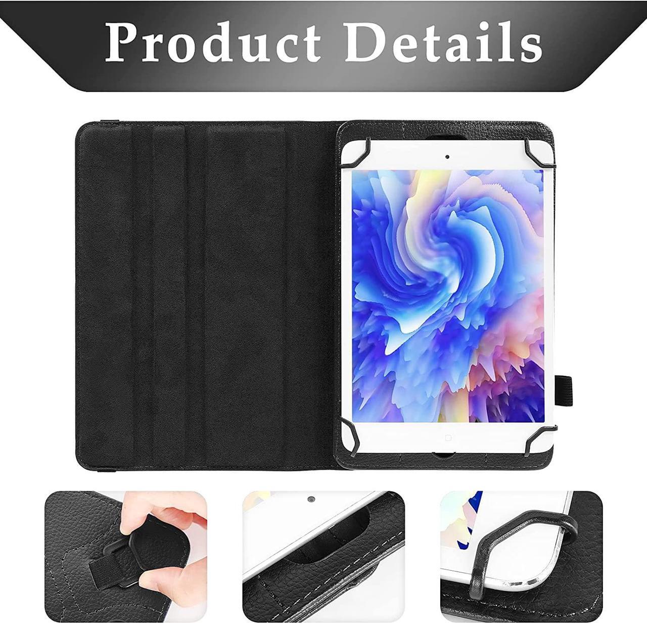 Alt view image 5 of 7 - UrbanX 7"-8" Inch Universal Tablet Case, Protective Cover Stand Folio Case for TCL 10 TabMid 7 8 Inch, with 360 Degree Rotatable Kickstand, Multiple Viewing Angles and Stylus Holder - Black