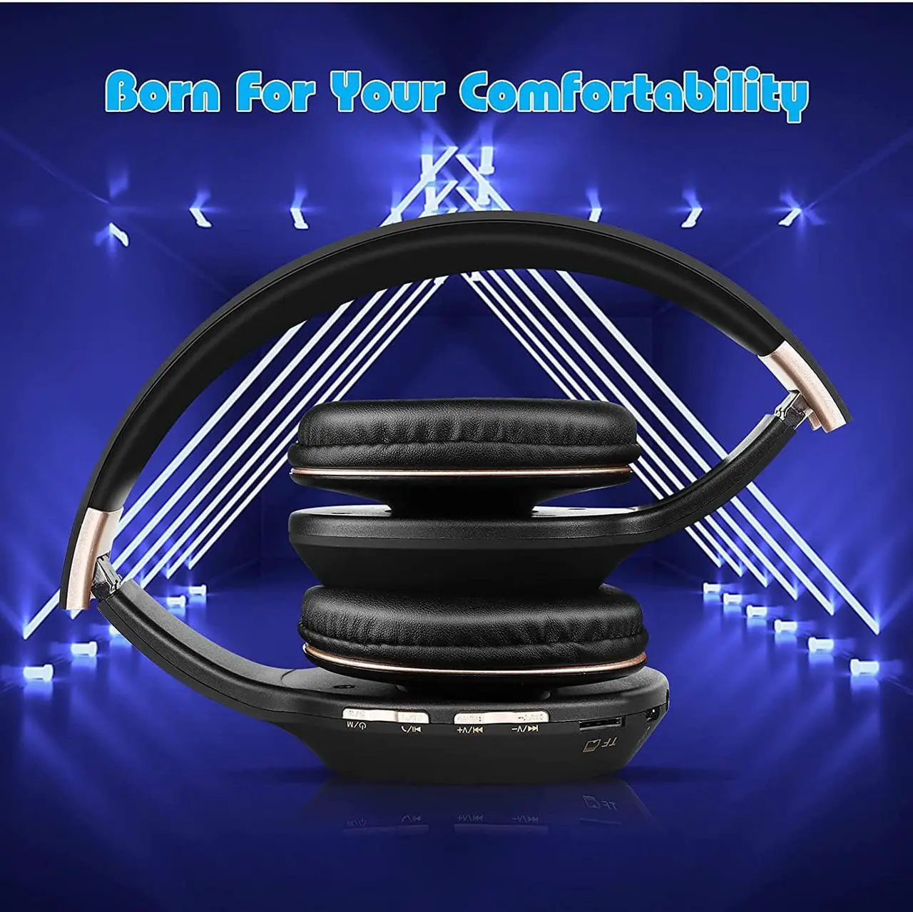 Alt view image 5 of 7 - UrbanX Perfect Comfort 955 II Overhead Wireless Bluetooth Headphones for Apple iPhone SE (2020) Noise-Cancelling, with  Black